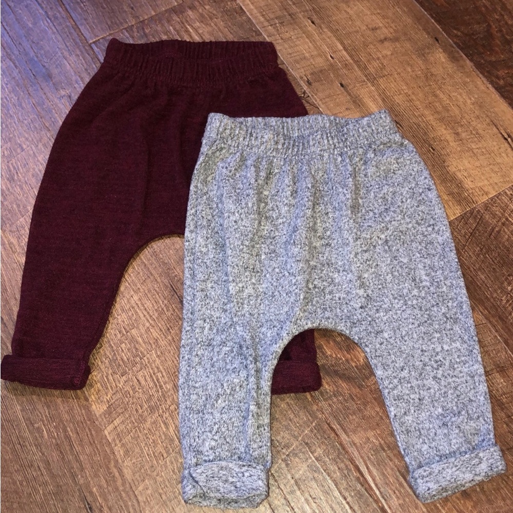 Old Navy Kids Sweatpants Gray & Maroon 3-6 Months 🩳 Cozy Baby Bottoms
